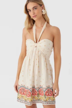ADDYSON BORDER PRINT HALTER DRESS