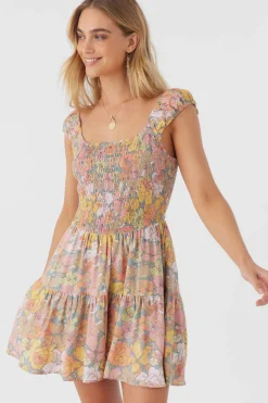 ADELLE JANIS FLORAL SMOCKED DRESS