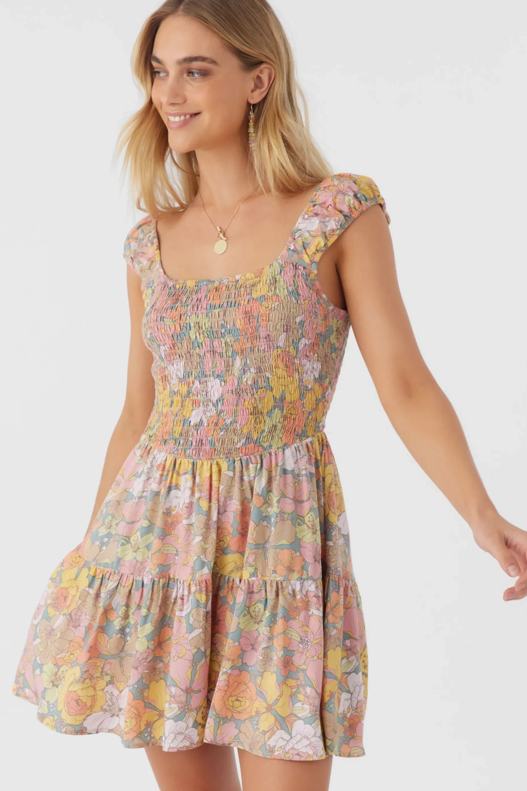ADELLE JANIS FLORAL SMOCKED DRESS