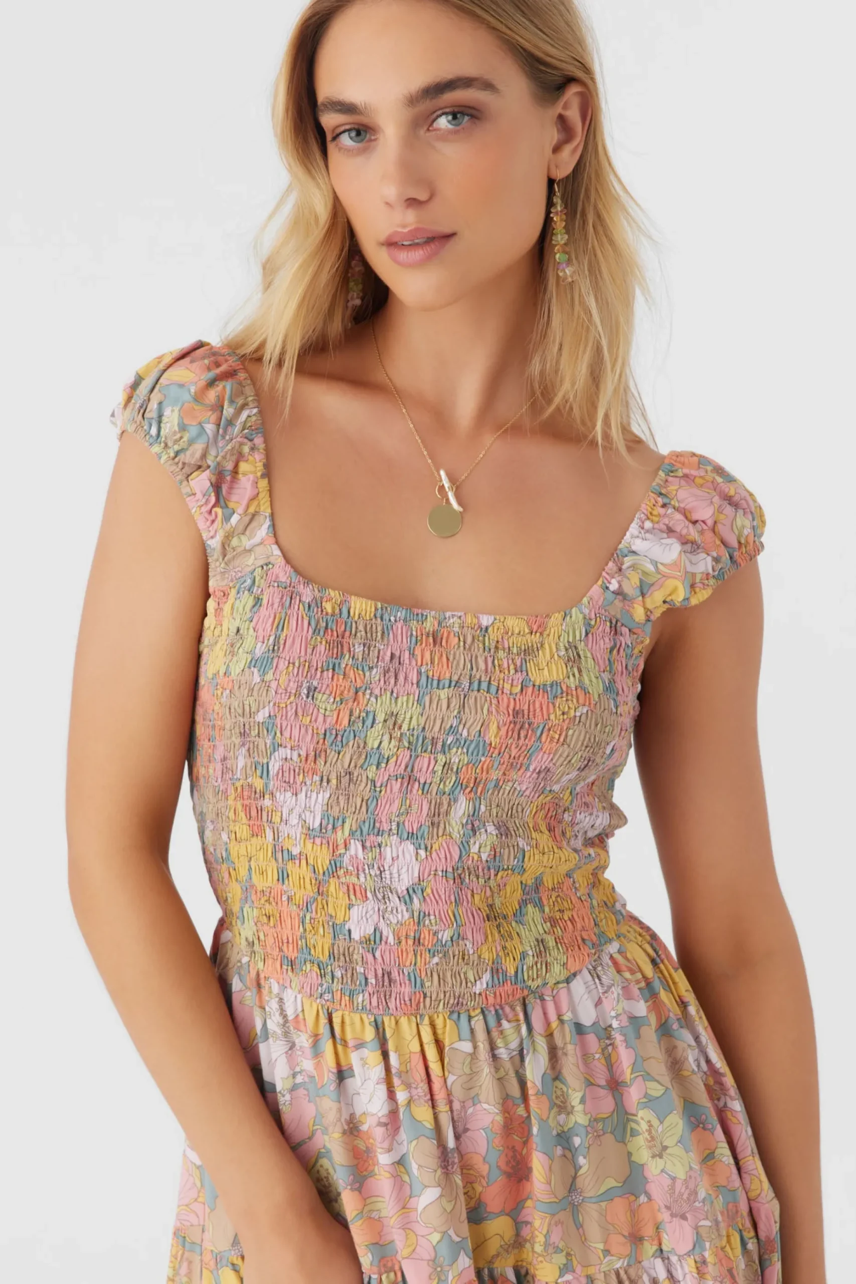 ADELLE JANIS FLORAL SMOCKED DRESS