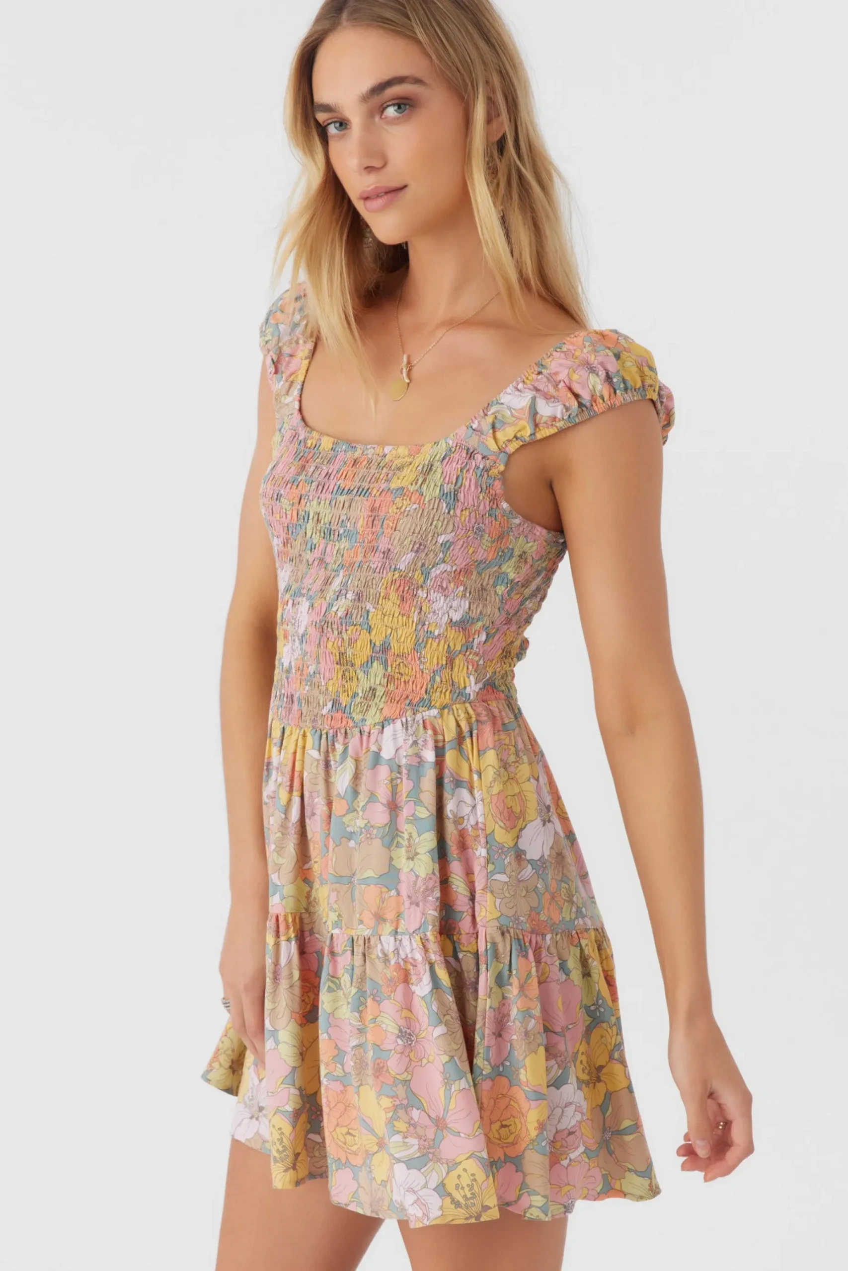 ADELLE JANIS FLORAL SMOCKED DRESS
