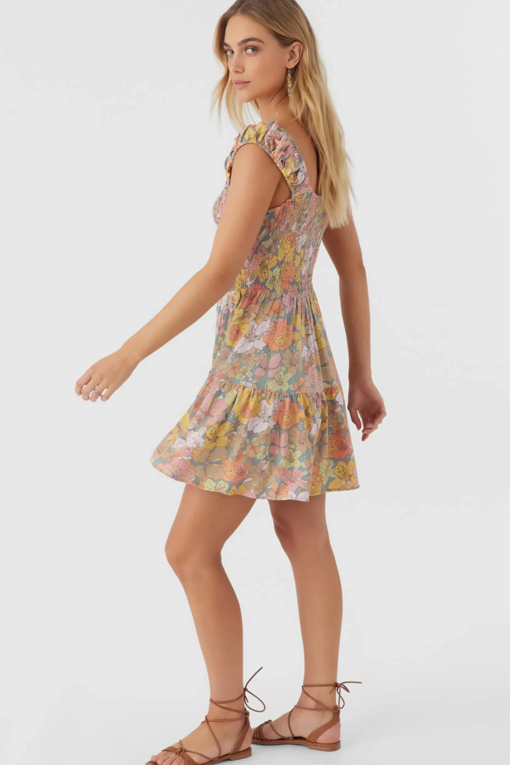 ADELLE JANIS FLORAL SMOCKED DRESS