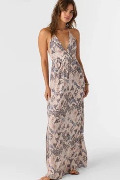 ANNALISA PALMER PRINT HALTER MAXI DRESS