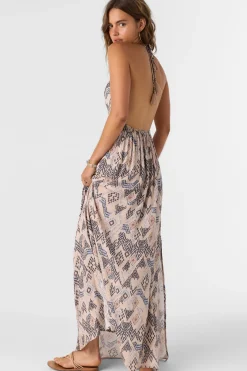 ANNALISA PALMER PRINT HALTER MAXI DRESS