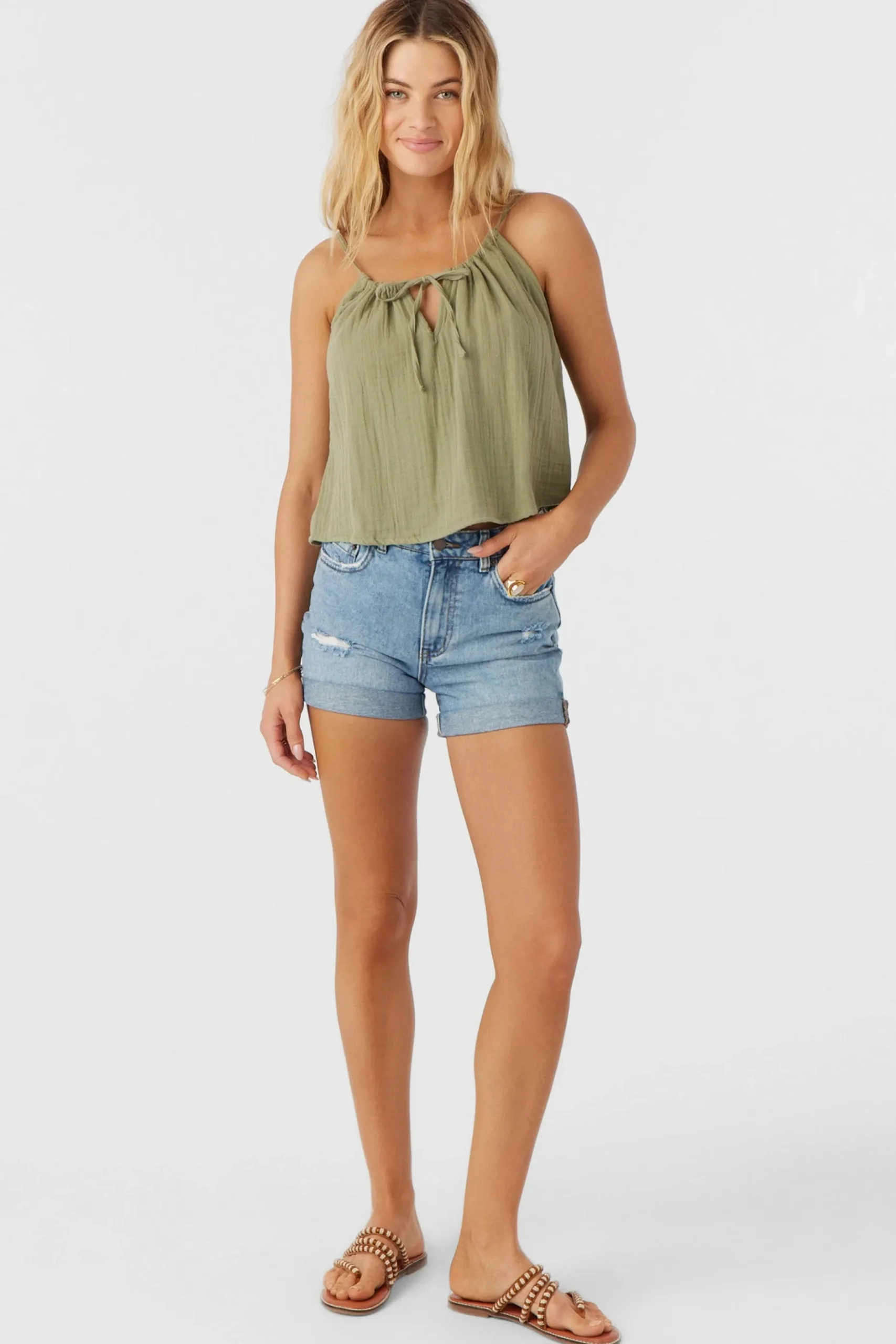 ANYA CRINKLE DOUBLE GAUZE TANK TOP