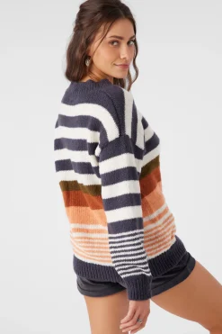 BILLIE STRIPE MOCK NECK OVERSIZED SWEATER