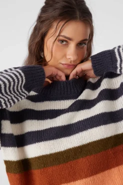 BILLIE STRIPE MOCK NECK OVERSIZED SWEATER