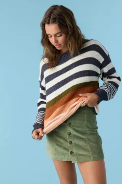 BILLIE STRIPE MOCK NECK OVERSIZED SWEATER