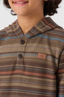 BOY'S BAVARO STRIPE PONCHO PULLOVER FLEECE