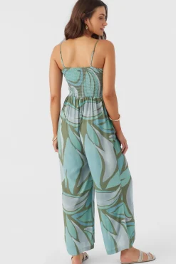 CADE LORETA PRINT SMOCKED JUMPSUIT