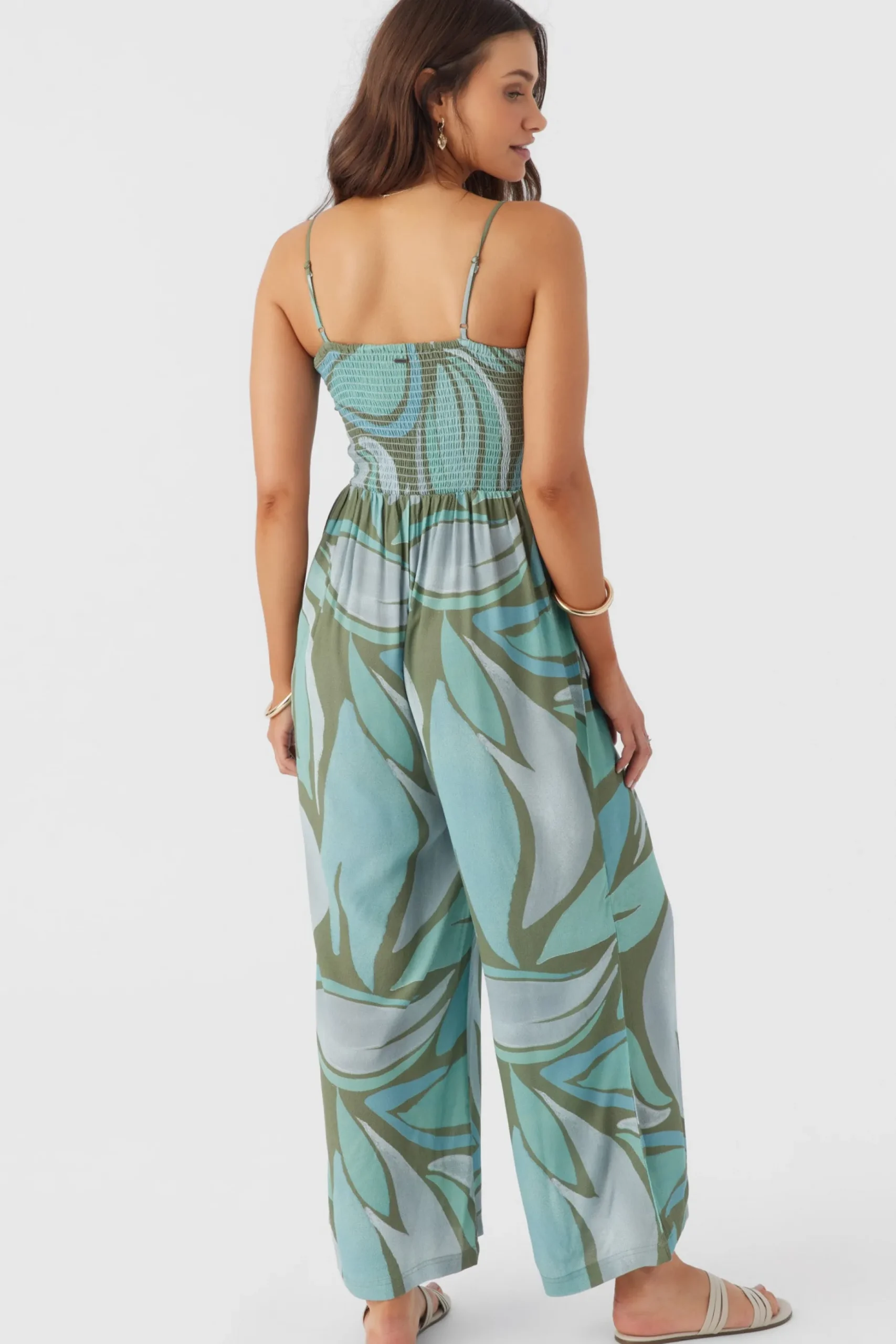 CADE LORETA PRINT SMOCKED JUMPSUIT