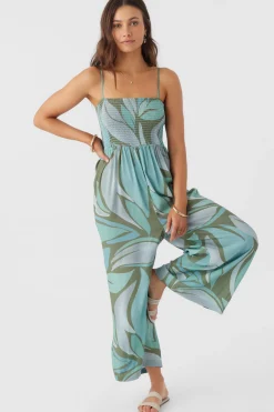 CADE LORETA PRINT SMOCKED JUMPSUIT