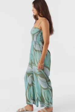 CADE LORETA PRINT SMOCKED JUMPSUIT