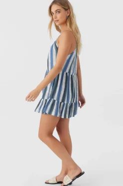 CHERI FADE STRIPE TIERED DRESS