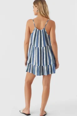 CHERI FADE STRIPE TIERED DRESS