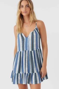 CHERI FADE STRIPE TIERED DRESS