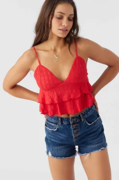 CHLOEY TEXTURED KNIT TIERED TANK TOP
