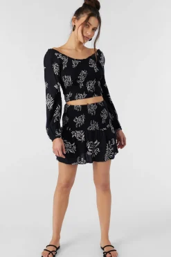 CIERRA NADIA PAISLEY SMOCKED MINI SKIRT
