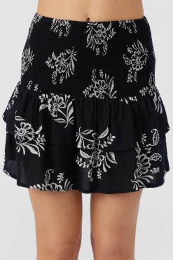 CIERRA NADIA PAISLEY SMOCKED MINI SKIRT