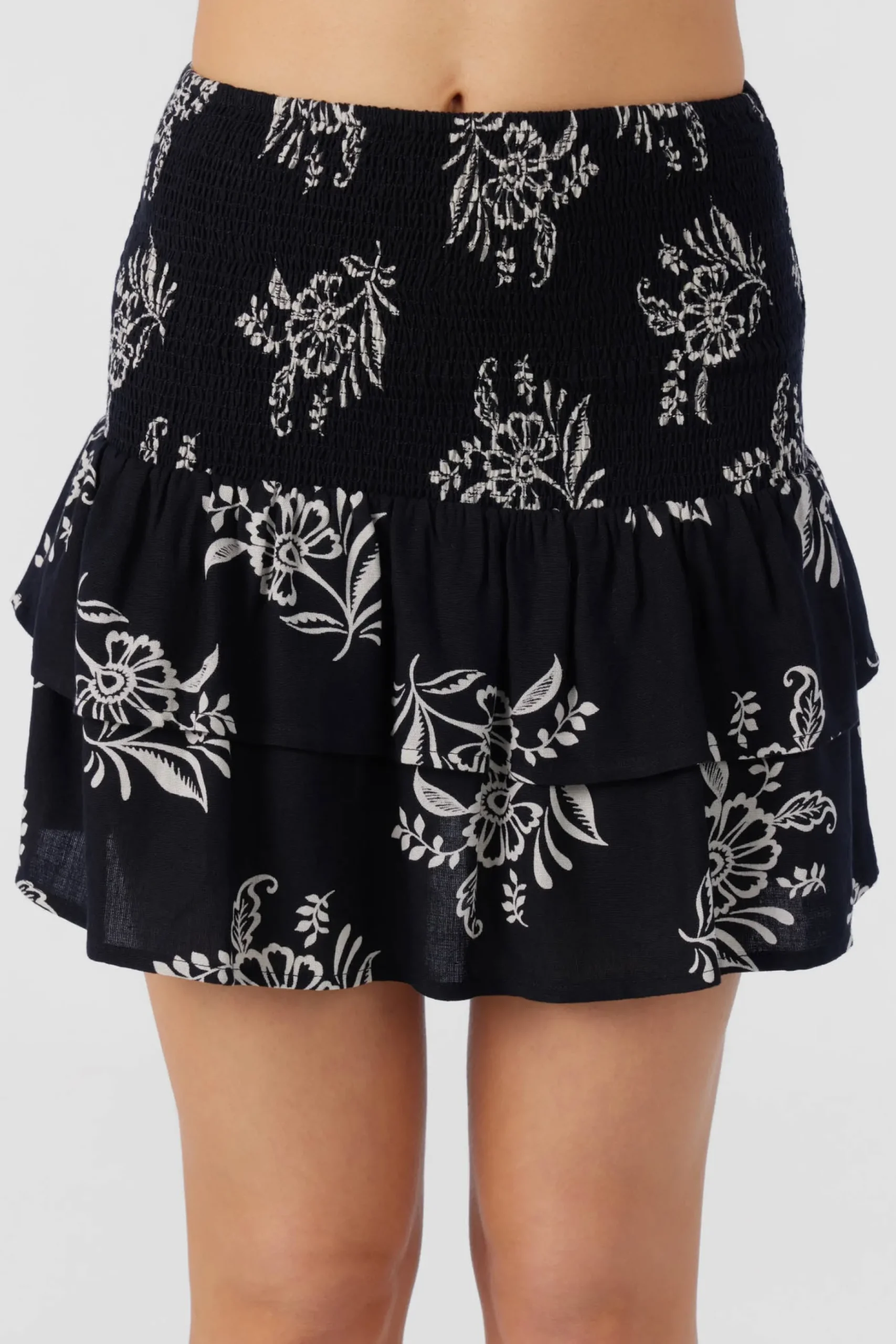 CIERRA NADIA PAISLEY SMOCKED MINI SKIRT