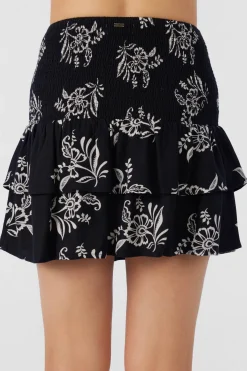 CIERRA NADIA PAISLEY SMOCKED MINI SKIRT