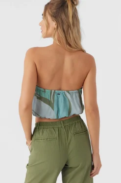 DANNY LORETA PRINT STRAPLESS CROP TOP