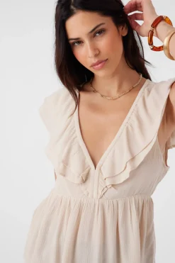DEJI SOLID FLUTTER SLEEVE TOP