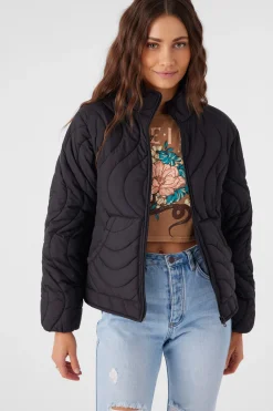 EDEN NYLON WAVE QUILTED ZIP JACKET