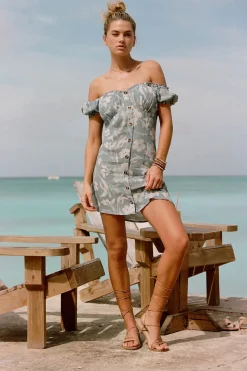 ELLISON EMILIA FLORAL OFF-THE-SHOULDER MINI DRESS