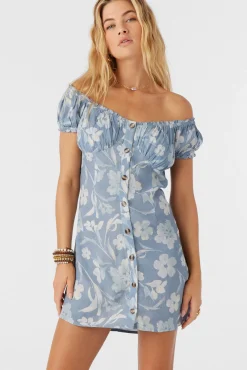ELLISON EMILIA FLORAL OFF-THE-SHOULDER MINI DRESS