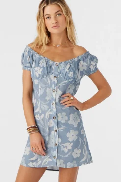 ELLISON EMILIA FLORAL OFF-THE-SHOULDER MINI DRESS