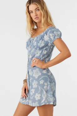 ELLISON EMILIA FLORAL OFF-THE-SHOULDER MINI DRESS
