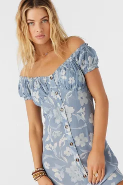 ELLISON EMILIA FLORAL OFF-THE-SHOULDER MINI DRESS