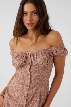 ELLISON LORDES ANIMAL OFF-THE-SHOULDER MINI DRESS