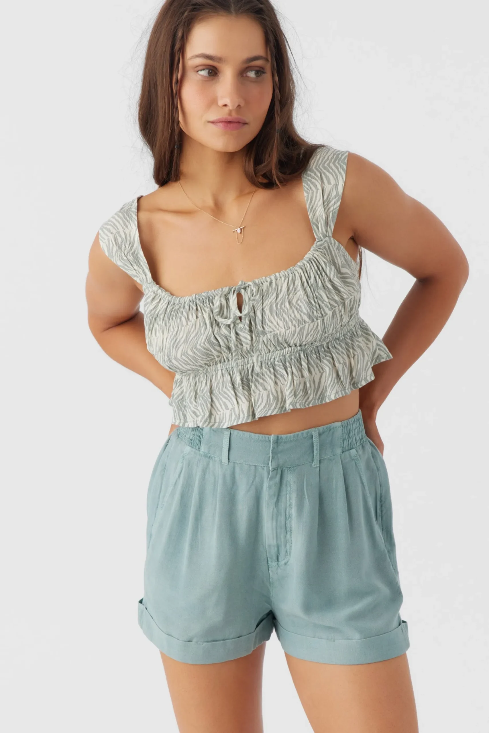 GABBIE ZEBRA TEXTURE CROP TOP