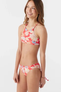 GIRL'S ANTALYA FLORAL BRAIDED HIGH NECK SWIM SET