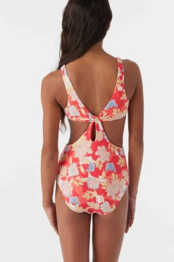 GIRL'S ANTALYA FLORAL TWIST FRONT ONE-PIECE