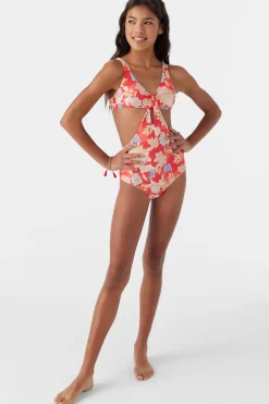 GIRL'S ANTALYA FLORAL TWIST FRONT ONE-PIECE