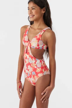 GIRL'S ANTALYA FLORAL TWIST FRONT ONE-PIECE
