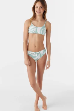 GIRL'S BEACH HUT GEO TIE BACK BRALETTE TOP SET