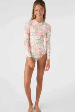 GIRL'S DALIA FLORAL LONG SLEEVE SURF SUIT