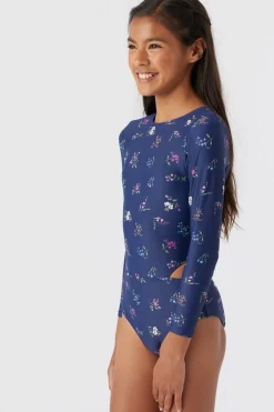 GIRL'S GARDEN FLORAL CUT OUT SURF SUIT