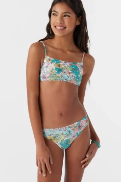 GIRL'S JANIS FLORAL SQUARE NECK TOP SET