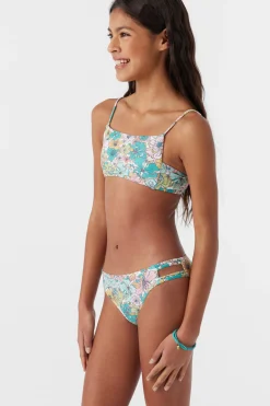 GIRL'S JANIS FLORAL SQUARE NECK TOP SET