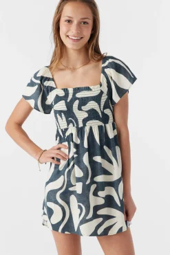 GIRL'S KASIA BEACH HUT GEO SHORT SLEEVE DRESS