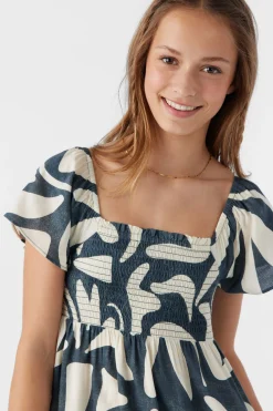 GIRL'S KASIA BEACH HUT GEO SHORT SLEEVE DRESS