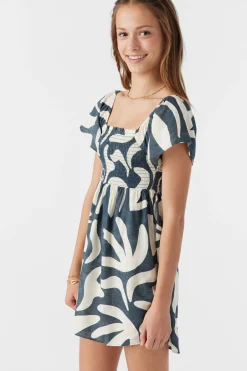 GIRL'S KASIA BEACH HUT GEO SHORT SLEEVE DRESS