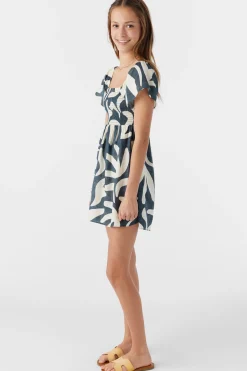 GIRL'S KASIA BEACH HUT GEO SHORT SLEEVE DRESS
