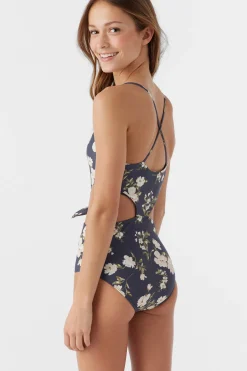GIRL'S KENDRA FLORAL KNOT FRONT ONE-PIECE