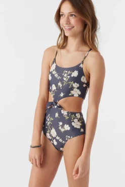 GIRL'S KENDRA FLORAL KNOT FRONT ONE-PIECE